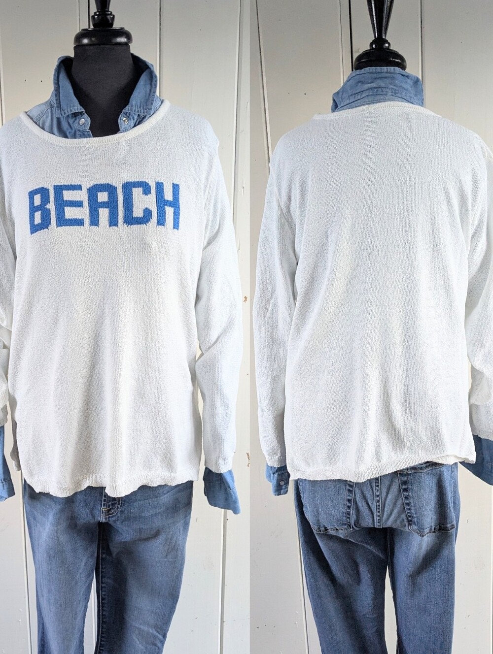 Beach Crewneck Sweater sz L NWOT